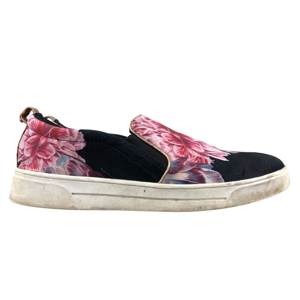 Ted Baker Women's Size 9 Tancey 2 Black Pink Floral Print Low Top Slip On Shoes